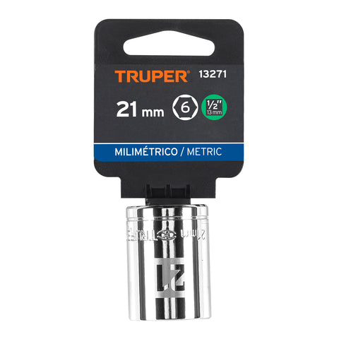 Dado de 21 mm, 6 puntas, cuadro 1/2', Truper | D-1221-M | 13271