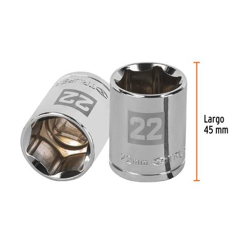 Dado de 22 mm, 6 puntas, cuadro 1/2', Truper | D-1222-M | 13272