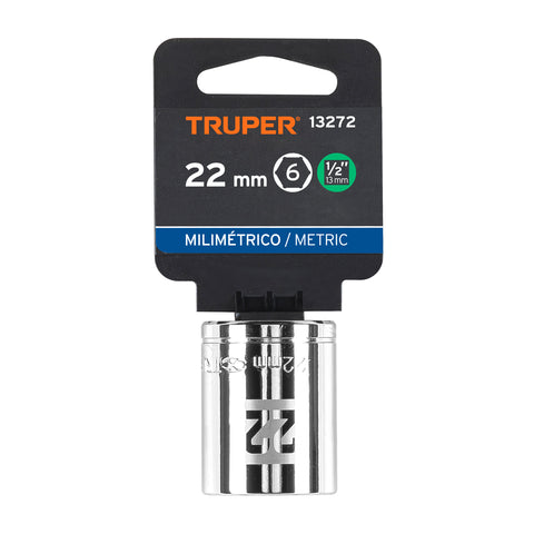 Dado de 22 mm, 6 puntas, cuadro 1/2', Truper | D-1222-M | 13272