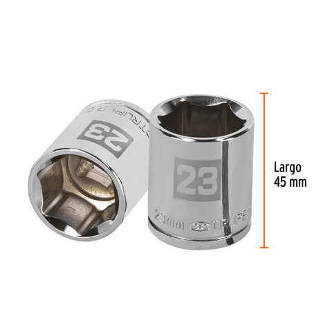 Dado de 23 mm, 6 puntas, cuadro 1/2', Truper | D-1223-M | 13273