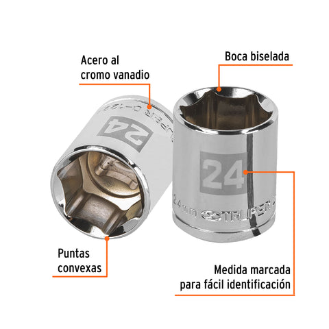 Dado de 24 mm, 6 puntas, cuadro 1/2', Truper | D-1224-M | 13274