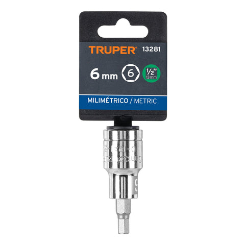 Dado punta hexagonal de 6 mm, cuadro 1/2', Truper | D-1241-6M | 13281
