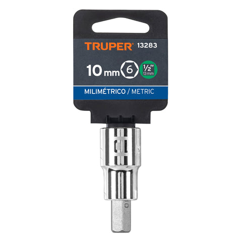 Dado punta hexagonal de 10 mm, cuadro 1/2', Truper | D-1241-10M | 13283