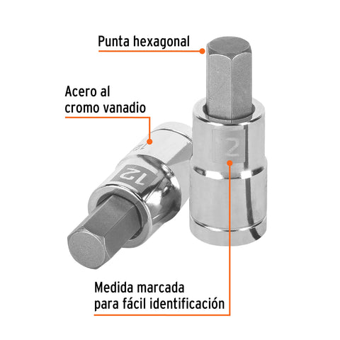 Dado punta hexagonal de 12 mm, cuadro 1/2', Truper | D-1241-12M | 13284