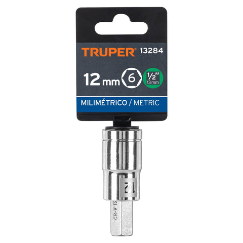 Dado punta hexagonal de 12 mm, cuadro 1/2', Truper | D-1241-12M | 13284