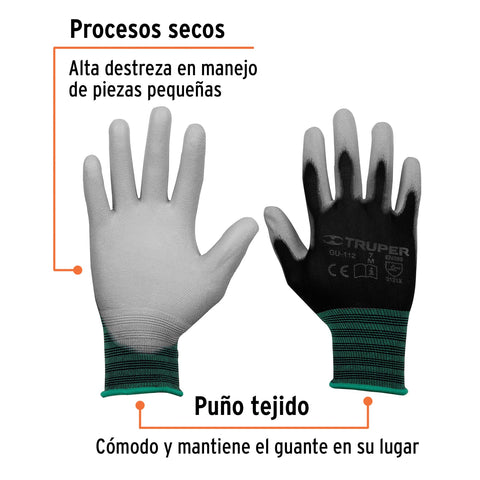 Guantes de nylon recubiertos de poliuretano, M, TRUPER | GU-112 | 13291