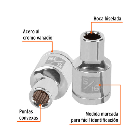 Dado de 5/16', 12 puntas, cuadro 1/2', Truper | D-1210 | 13299