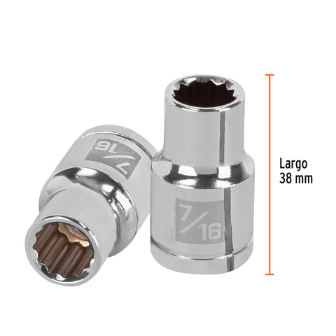Dado de 7/16', 12 puntas, cuadro 1/2', Truper | D-1214 | 13301