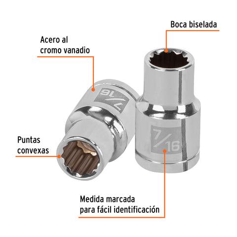 Dado de 7/16', 12 puntas, cuadro 1/2', Truper | D-1214 | 13301