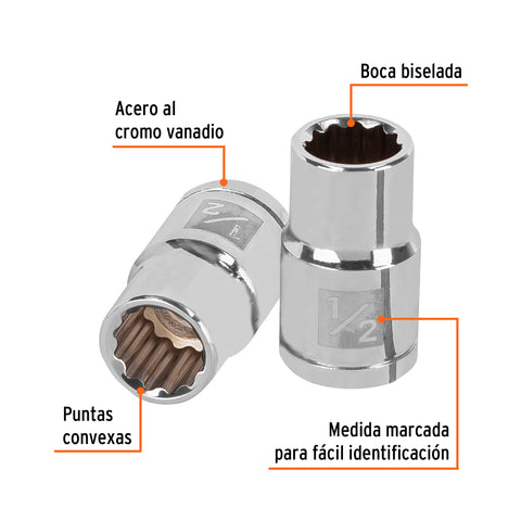 Dado de 1/2', 12 puntas, cuadro 1/2', Truper | D-1216 | 13302