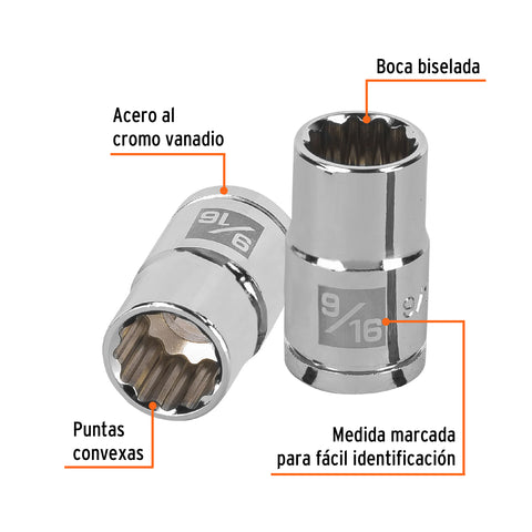 Dado de 9/16', 12 puntas, cuadro 1/2', Truper | D-1218 | 13303