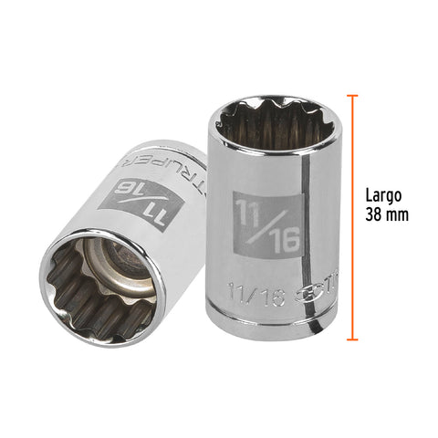 Dado de 11/16', 12 puntas, cuadro 1/2', Truper | D-1222 | 13305