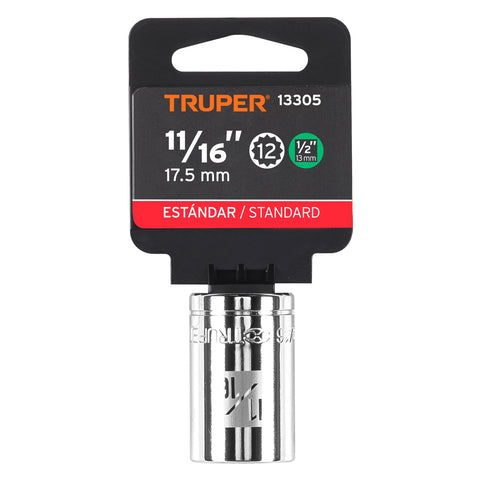 Dado de 11/16', 12 puntas, cuadro 1/2', Truper | D-1222 | 13305