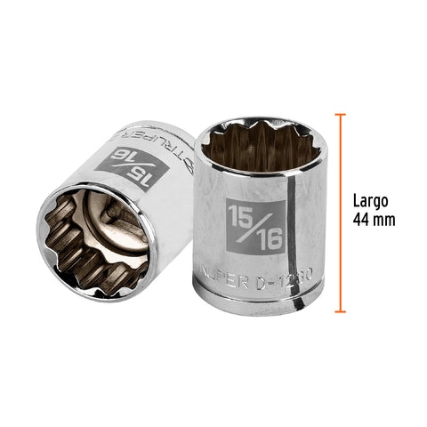 Dado de 15/16', 12 puntas, cuadro 1/2', Truper | D-1230 | 13309
