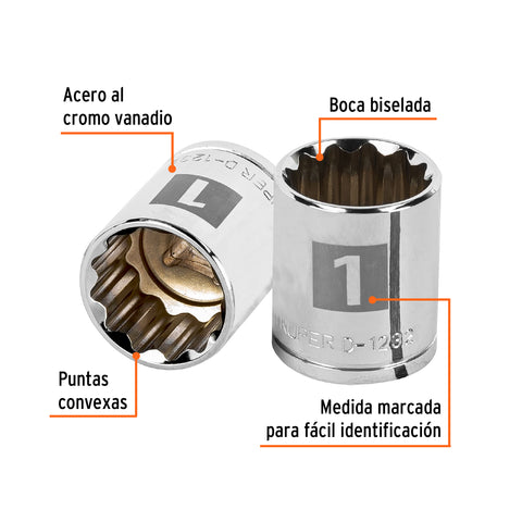 Dado de 1', 12 puntas, cuadro 1/2', Truper | D-1232 | 13310