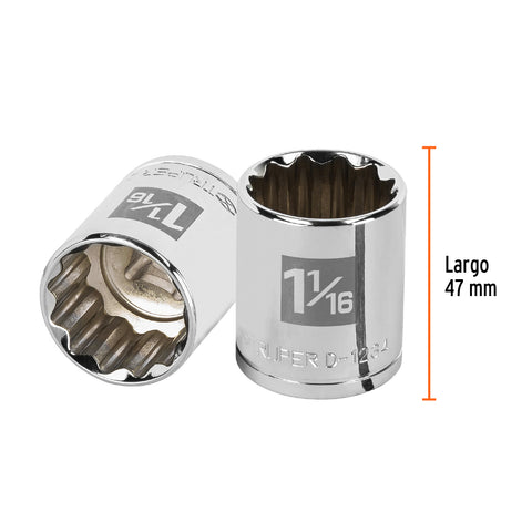 Dado de 1-1/16', 12 puntas, cuadro 1/2', Truper | D-1234 | 13311