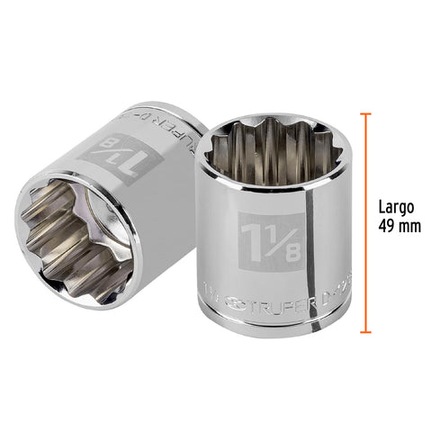 Dado de 1-1/8', 12 puntas, cuadro 1/2', Truper | D-1236 | 13312