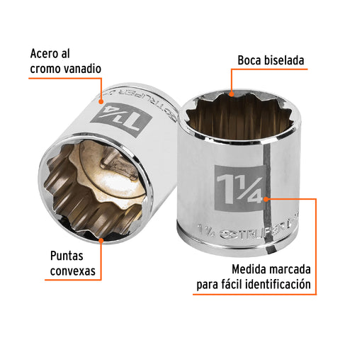 Dado de 1-1/4', 12 puntas, cuadro 1/2', Truper | D-1240 | 13314