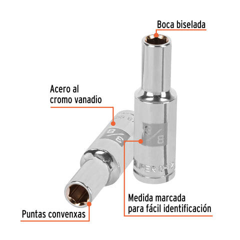 Dado largo de 3/8', 6 puntas, cuadro 1/2', Truper | D-1212-HL | 13323