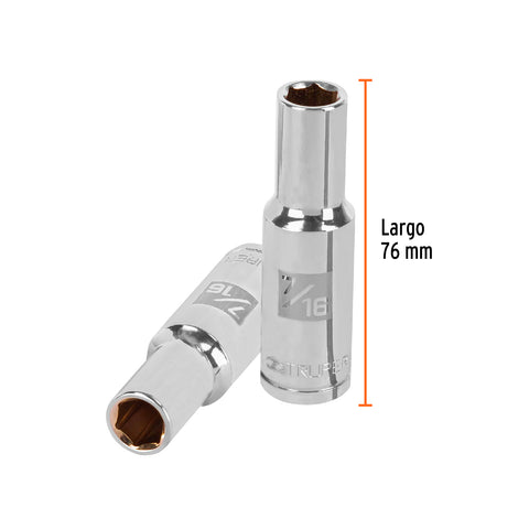 Dado largo de 7/16', 6 puntas, cuadro 1/2', Truper | D-1214-HL | 13324