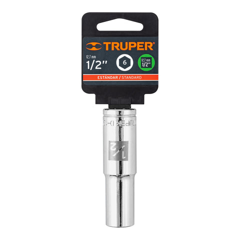Dado largo de 1/2', 6 puntas, cuadro 1/2', Truper | D-1216-HL | 13325