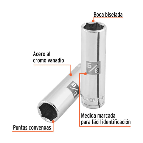 Dado largo de 5/8', 6 puntas, cuadro 1/2', Truper | D-1220-HL | 13327