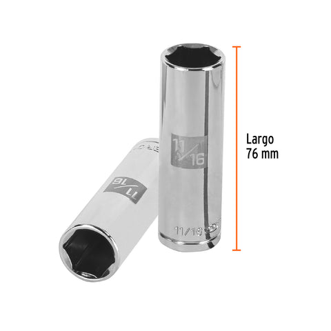 Dado largo de 11/16', 6 puntas, cuadro 1/2', Truper | D-1222-HL | 13328