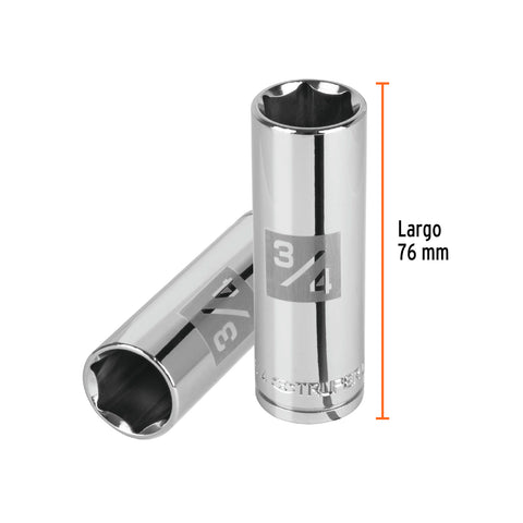 Dado largo de 3/4', 6 puntas, cuadro 1/2', Truper | D-1224-HL | 13329