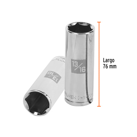 Dado largo de 13/16', 6 puntas, cuadro 1/2', Truper | D-1226-HL | 13330