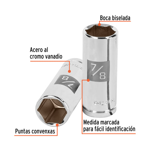 Dado largo de 7/8', 6 puntas, cuadro 1/2', Truper | D-1228-HL | 13331