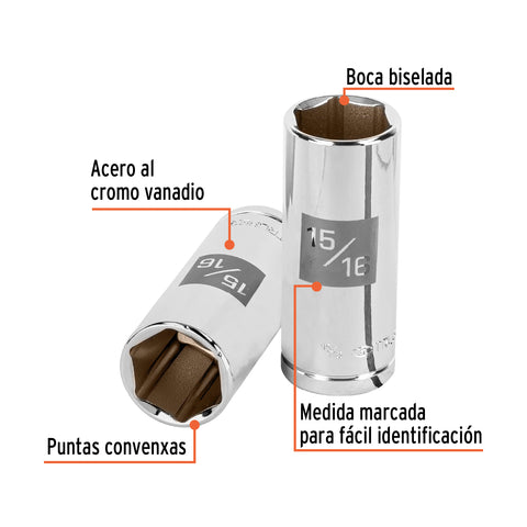 Dado largo de 15/16', 6 puntas, cuadro 1/2', Truper | D-1230-HL | 13332