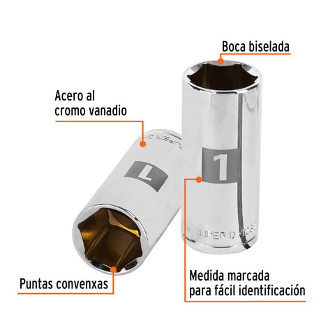 Dado largo de 1', 6 puntas, cuadro 1/2', Truper | D-1232-HL | 13333