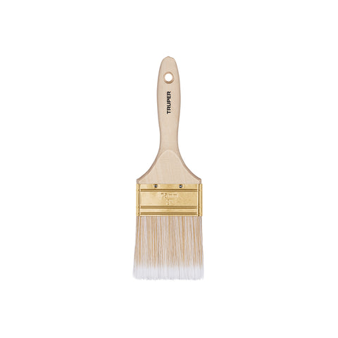 Brocha cerdas sintéticas 3' corte recto, mango de madera | BRT-3S | 13346