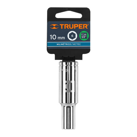 Dado largo de 10 mm, 6 puntas, cuadro 1/2', Truper | D-1210-ML | 13350