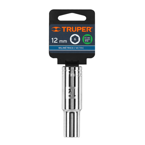 Dado largo de 12 mm, 6 puntas, cuadro 1/2', Truper | D-1212-ML | 13352