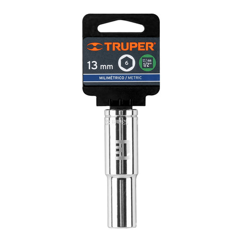 Dado largo de 13 mm, 6 puntas, cuadro 1/2', Truper | D-1213-ML | 13353