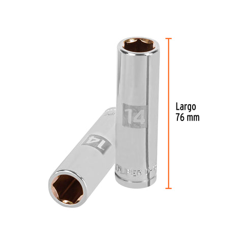 Dado largo de 14 mm, 6 puntas, cuadro 1/2', Truper | D-1214-ML | 13354