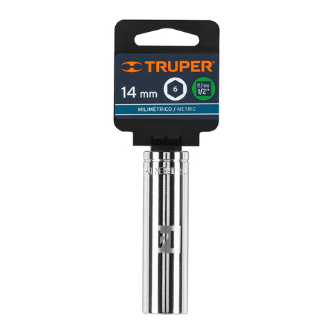 Dado largo de 14 mm, 6 puntas, cuadro 1/2', Truper | D-1214-ML | 13354