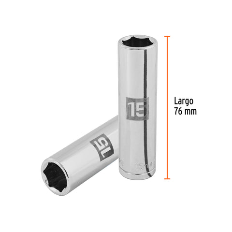 Dado largo de 15 mm, 6 puntas, cuadro 1/2', Truper | D-1215-ML | 13355
