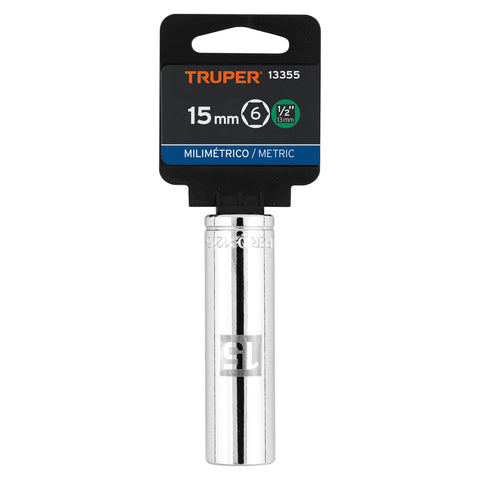 Dado largo de 15 mm, 6 puntas, cuadro 1/2', Truper | D-1215-ML | 13355