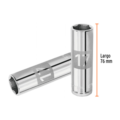 Dado largo de 17 mm, 6 puntas, cuadro 1/2', Truper | D-1217-ML | 13357