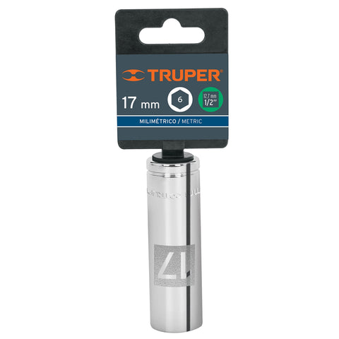 Dado largo de 17 mm, 6 puntas, cuadro 1/2', Truper | D-1217-ML | 13357