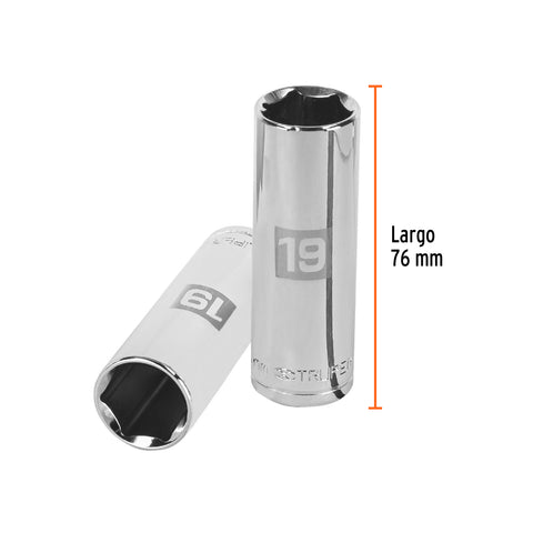 Dado largo de 19 mm, 6 puntas, cuadro 1/2', Truper | D-1219-ML | 13359