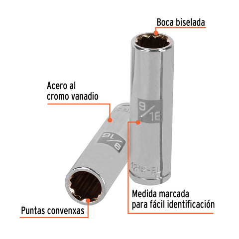 Dado largo de 9/16', 12 puntas, cuadro 1/2', Truper | D-1218-EL | 13361