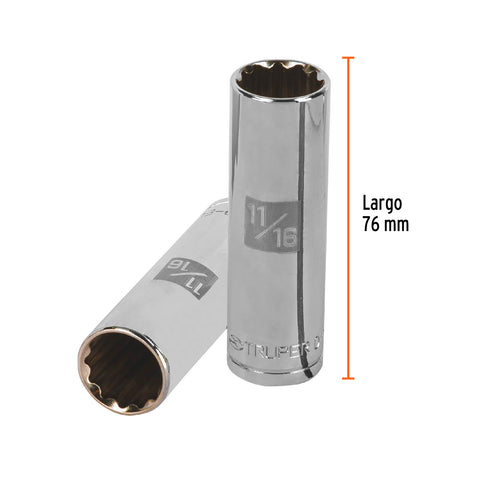 Dado largo de 11/16', 12 puntas, cuadro 1/2', Truper | D-1222-EL | 13363