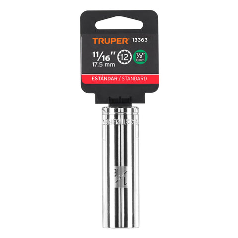Dado largo de 11/16', 12 puntas, cuadro 1/2', Truper | D-1222-EL | 13363