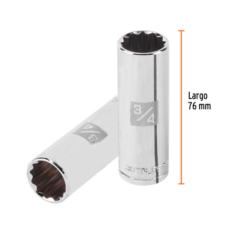 Dado largo de 3/4', 12 puntas, cuadro 1/2', Truper | D-1224-EL | 13364