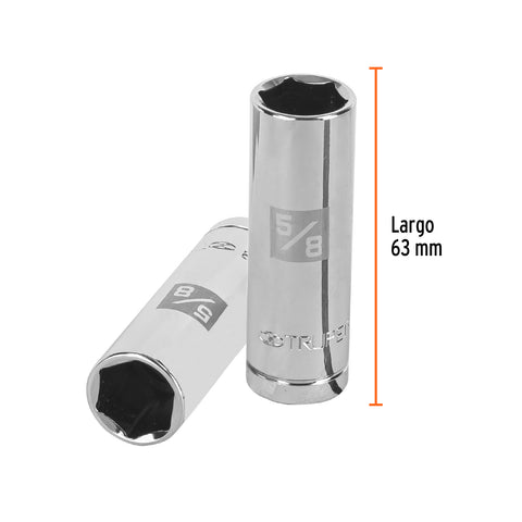 Dado largo para bujía de 5/8', 6 puntas, cuadro de 1/2' | D-1220-50L | 13365