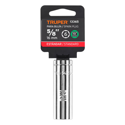 Dado largo para bujía de 5/8', 6 puntas, cuadro de 1/2' | D-1220-50L | 13365