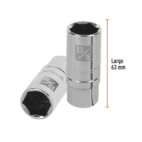 Dado largo para bujía de 13/16', 6 puntas, cuadro 1/2' | D-1226-HPAL | 13366
